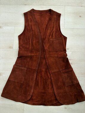 Vintage Suede Services of London Women's Low Rider "Stagecoach" Open Vest- Small